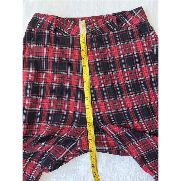 Zara Tartan Womens Tartan Plaid Crop Harem Pants Sz S Flat Front Pockets 80s - Picture 4 of 10
